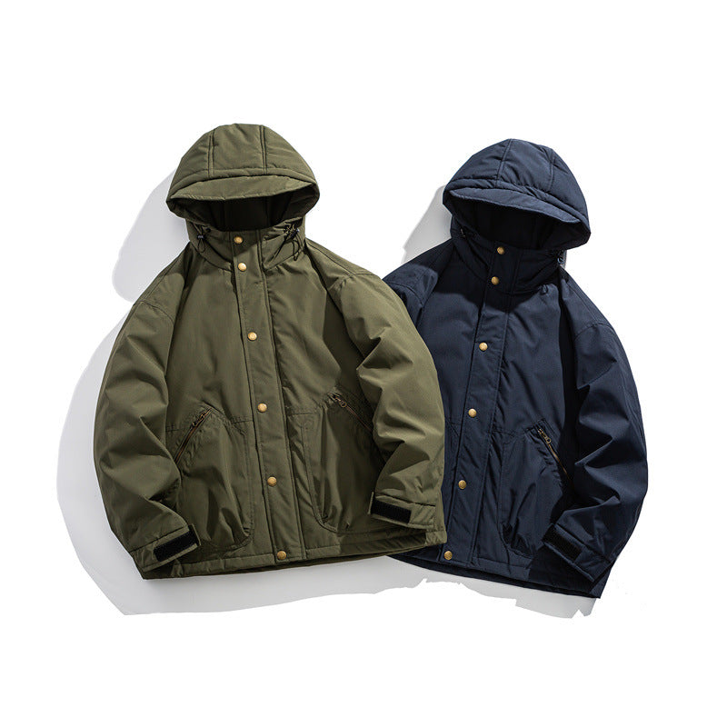 Men's Loose-Fit Warm Outdoor Hooded Down Jacket