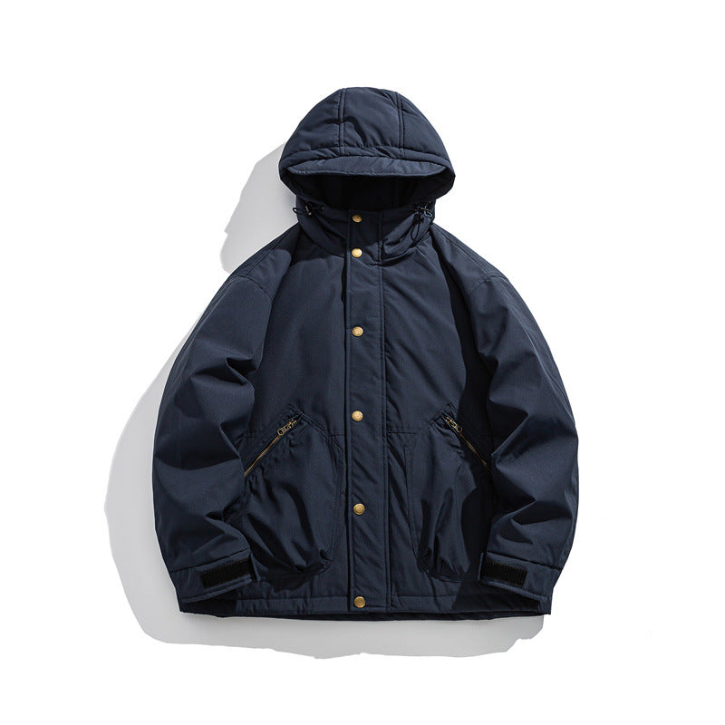 Men's Loose-Fit Warm Outdoor Hooded Down Jacket