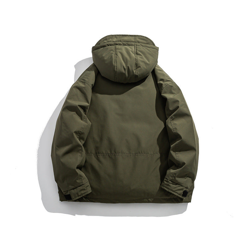 Men's Loose-Fit Warm Outdoor Hooded Down Jacket