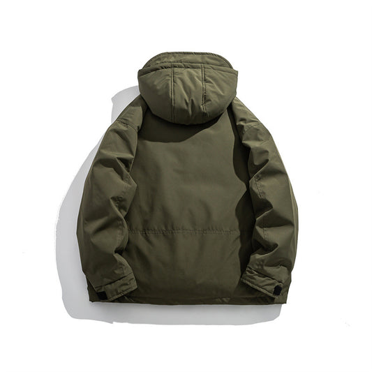 Men's Loose-Fit Warm Outdoor Hooded Down Jacket