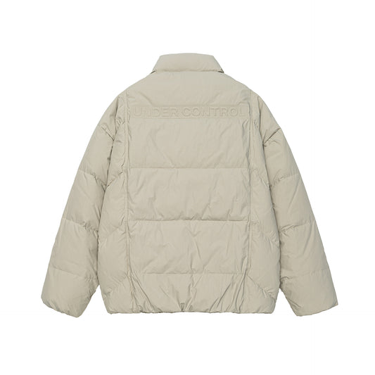 Stand-Collar Down Jacket with Tie-Dye Design