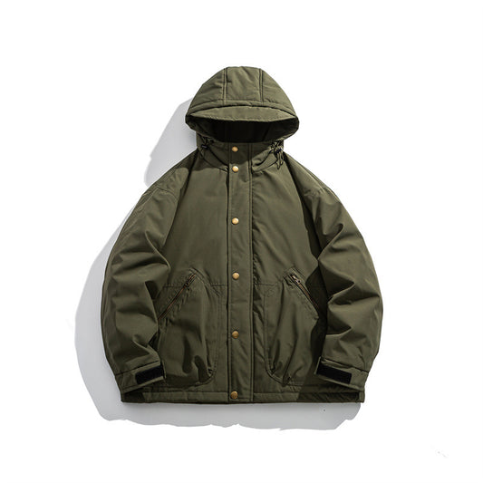 Men's Loose-Fit Warm Outdoor Hooded Down Jacket