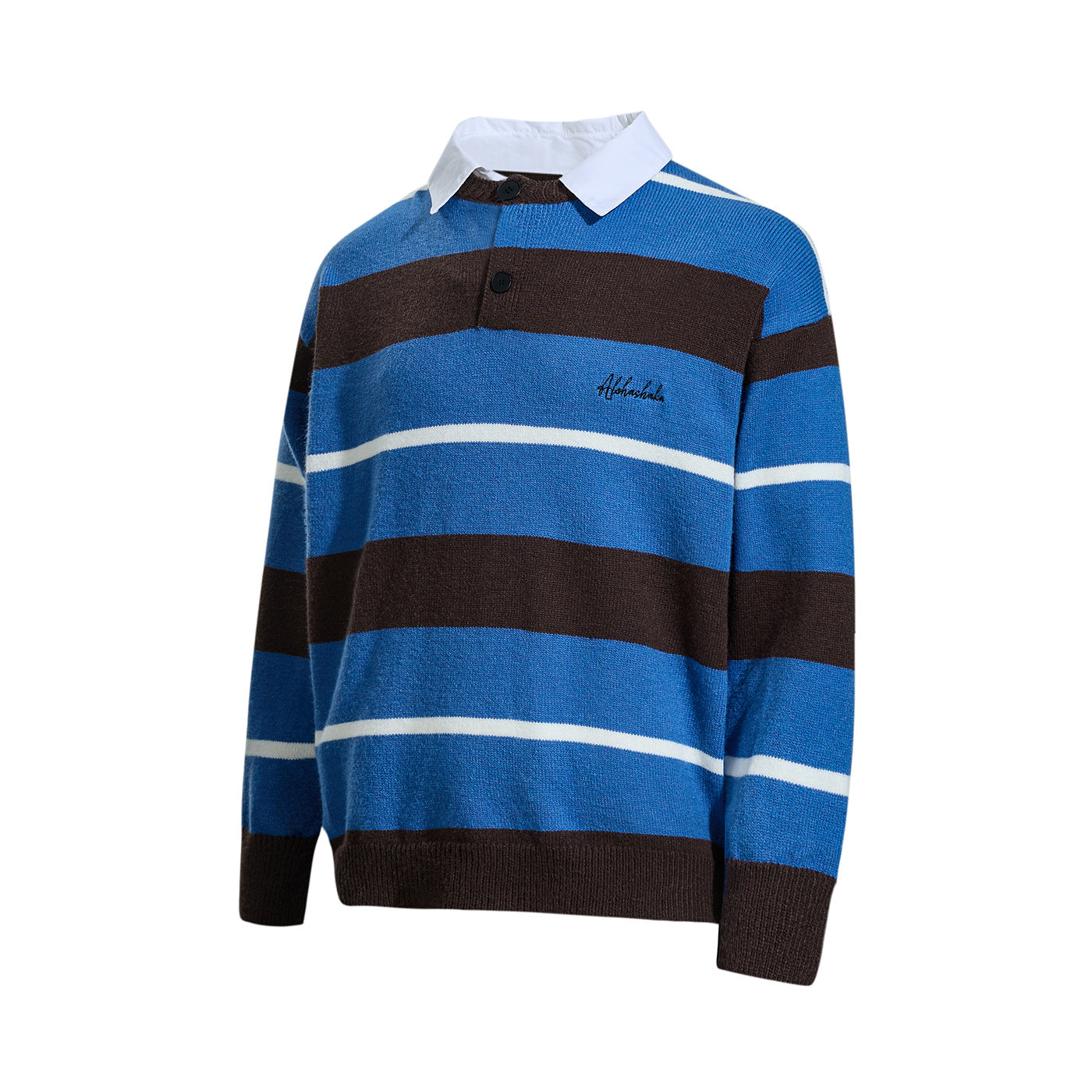 Unisex Youth Casual Knitwear with Mock Two-Piece Shirt Collar Design