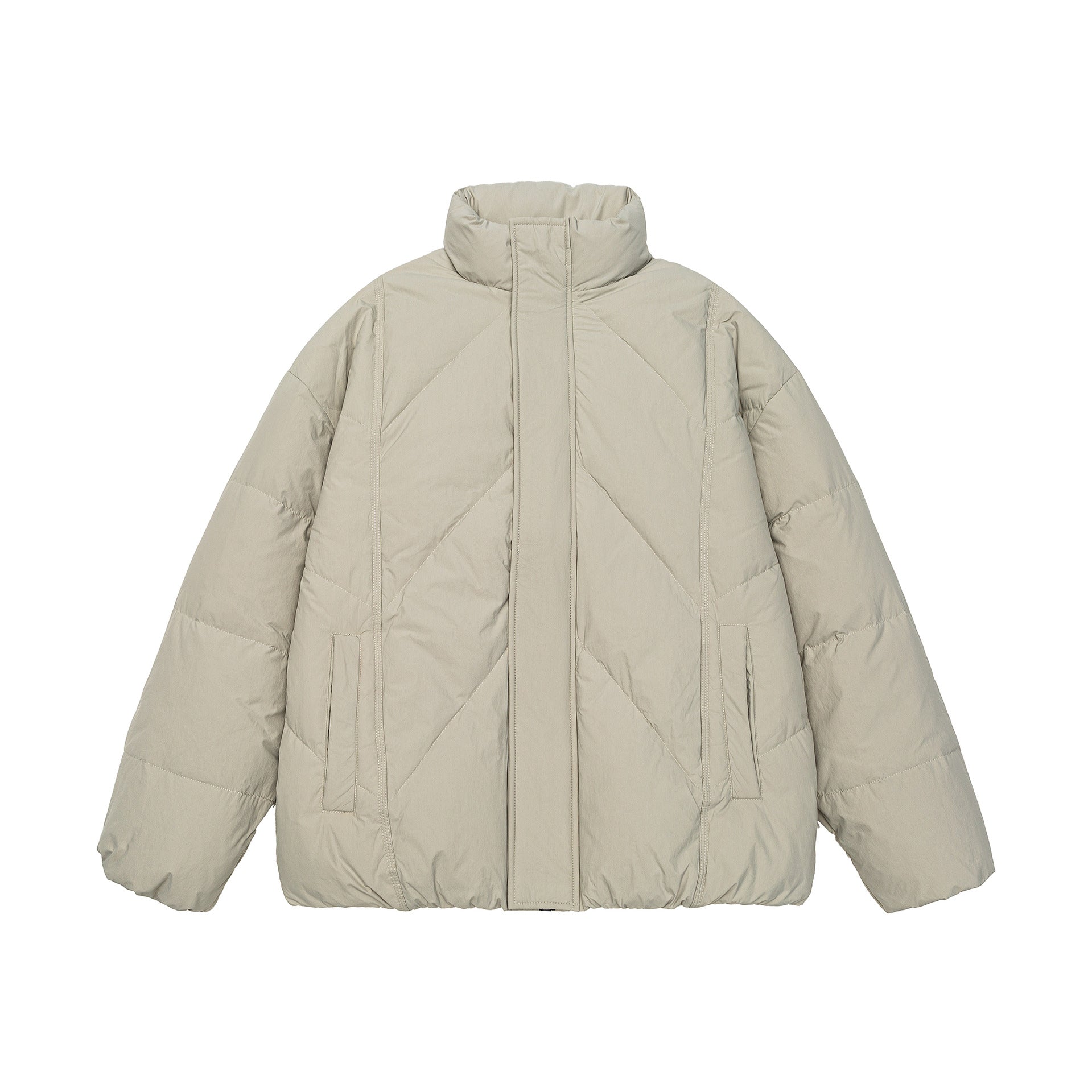 Stand-Collar Down Jacket with Tie-Dye Design