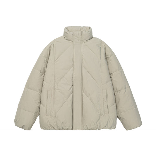 Stand-Collar Down Jacket with Tie-Dye Design