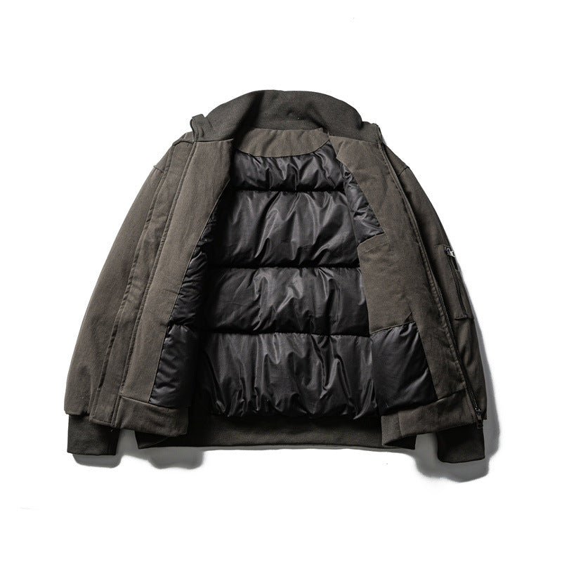 Men's Casual Down Jacket with Baseball Collar - Warm Outerwear