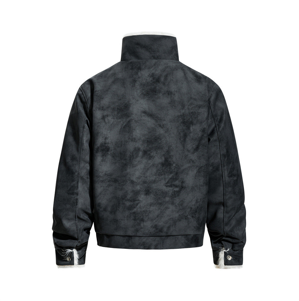 Street Style Men's Cotton Coat with Turn-Down Collar, Large Pockets, Casual Loose Fit,  Outerwear Jacket