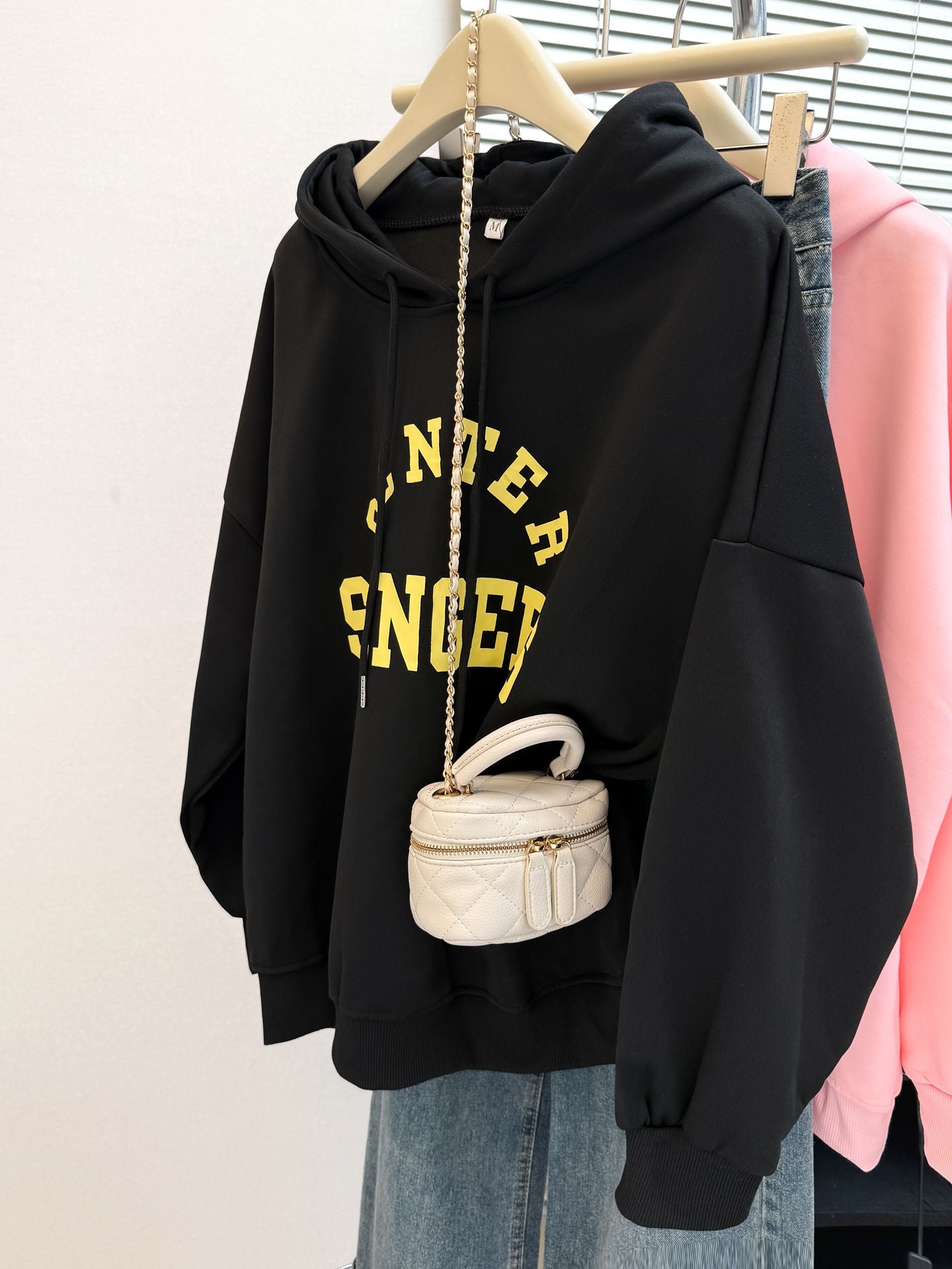 Vintage Hooded Sweatshirt for Women - Lightweight Loose Hoodie Fleece-Lined
