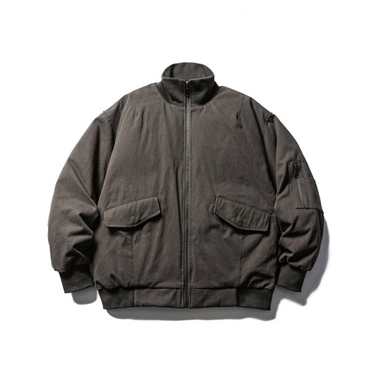 Men's Casual Down Jacket with Baseball Collar - Warm Outerwear