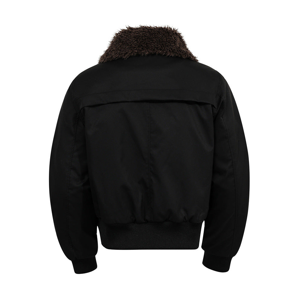 Retro Men's Cotton Coat with Large Pockets, Patchwork Design,  Brand, Loose Fit, Versatile Outerwear Top