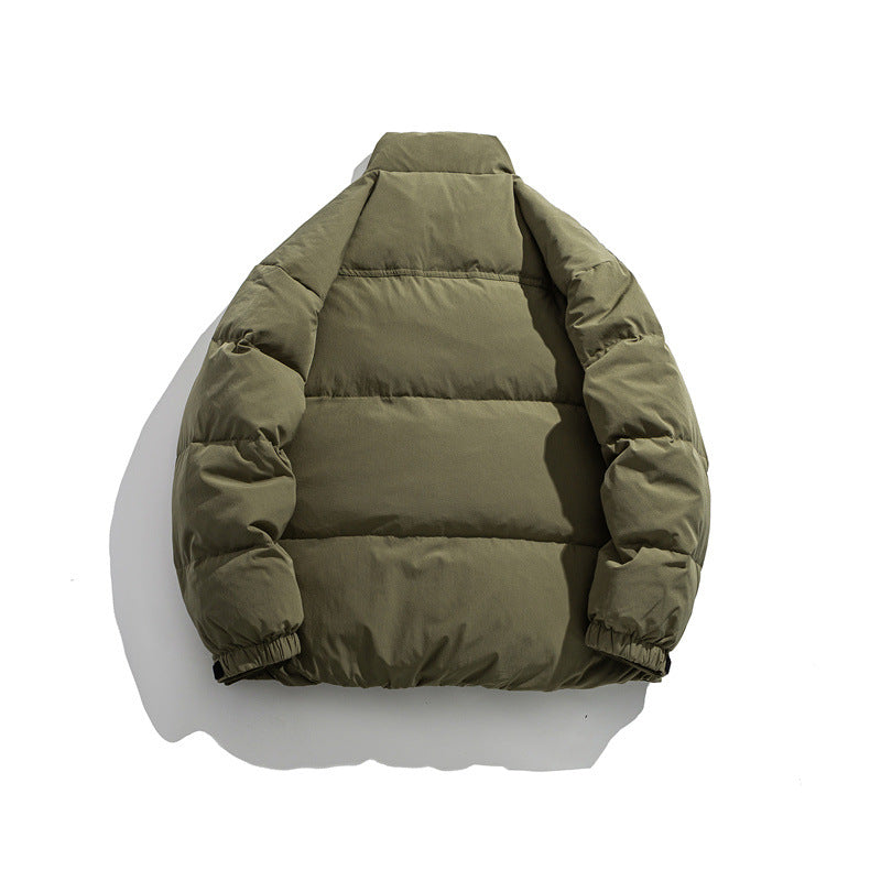 Simple Stand-Up Collar Puffer Down Jacket - White Duck Down Coat