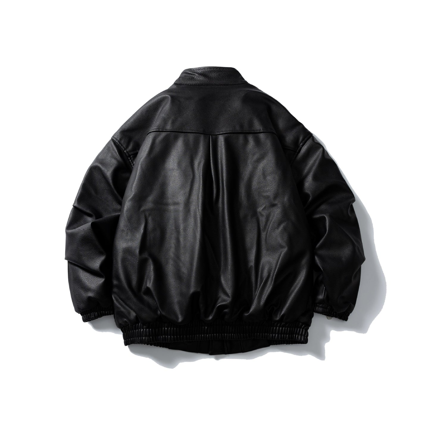 Stand Collar Litchi Pattern  Leather Padded Jacket