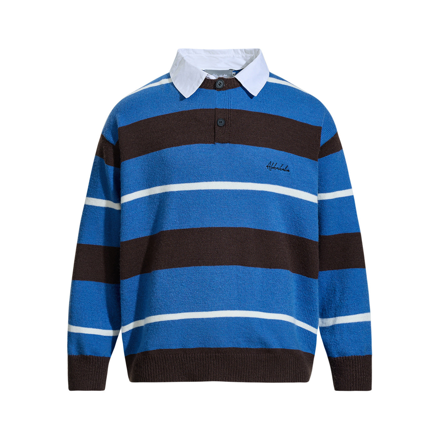 Unisex Youth Casual Knitwear with Mock Two-Piece Shirt Collar Design