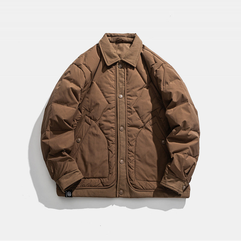 Streetwear Solid Color Zipper Flip Collar Regular Fit Down Jacket