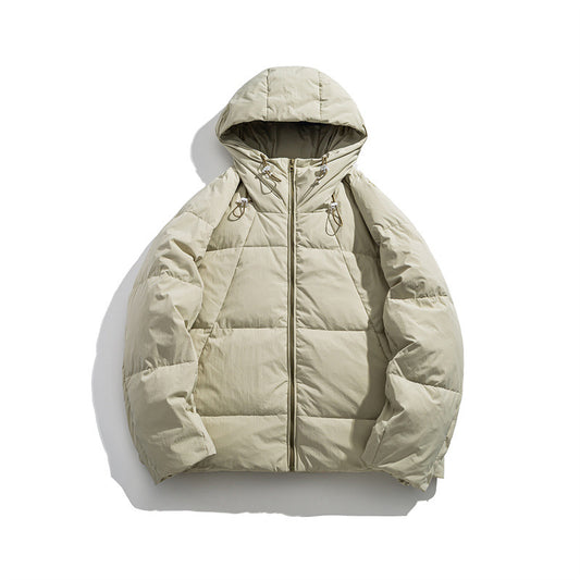 Men's Warm Hooded Down Jacket with Loose Fit