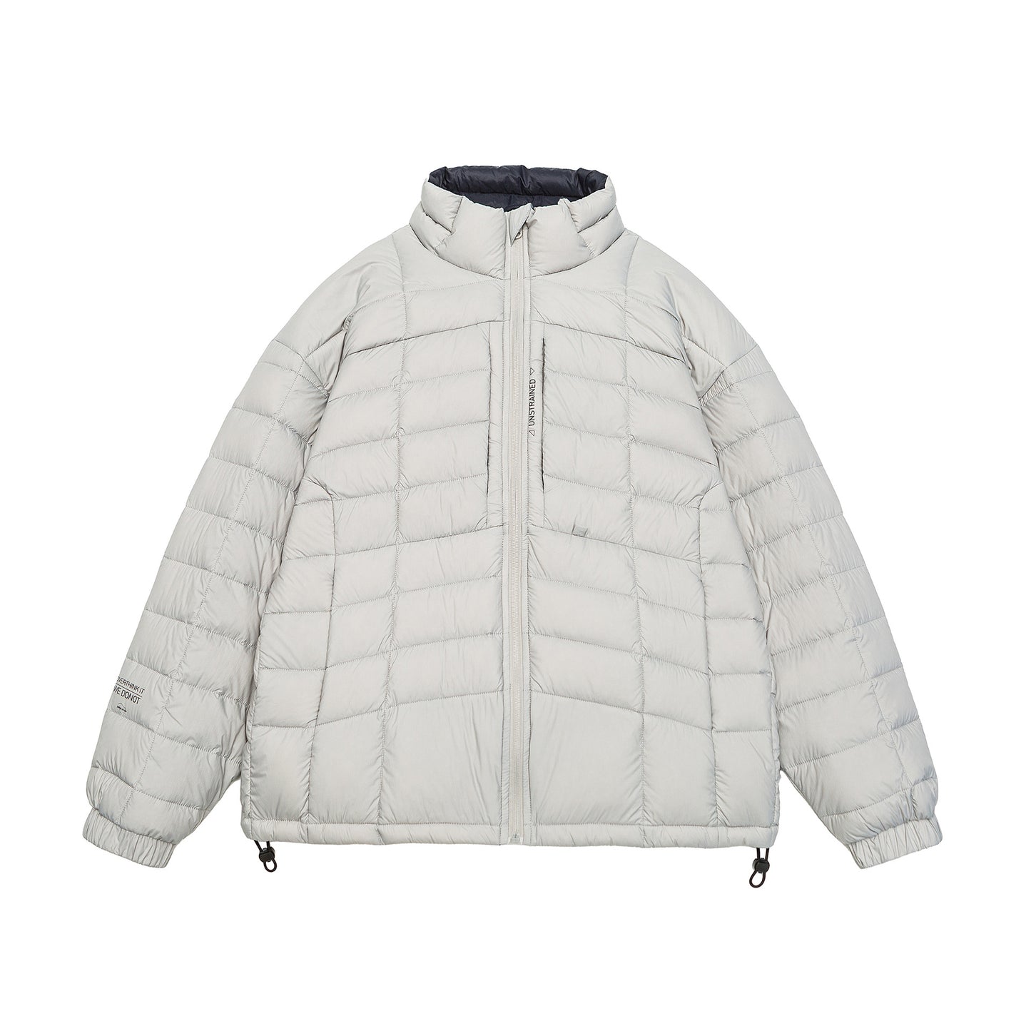 Printed Quilted Down Jacket for Men with Stand Collar and Loose Fit Outerwear