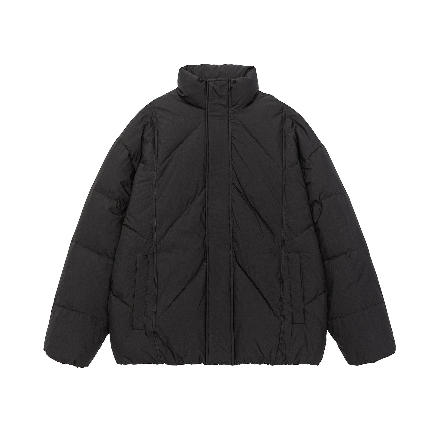 Stand-Collar Down Jacket with Tie-Dye Design