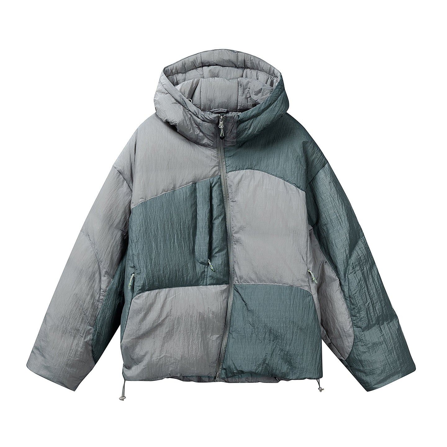Zipper Stand-up Collar Down Jacket with Asymmetrical Design, Casual Warm