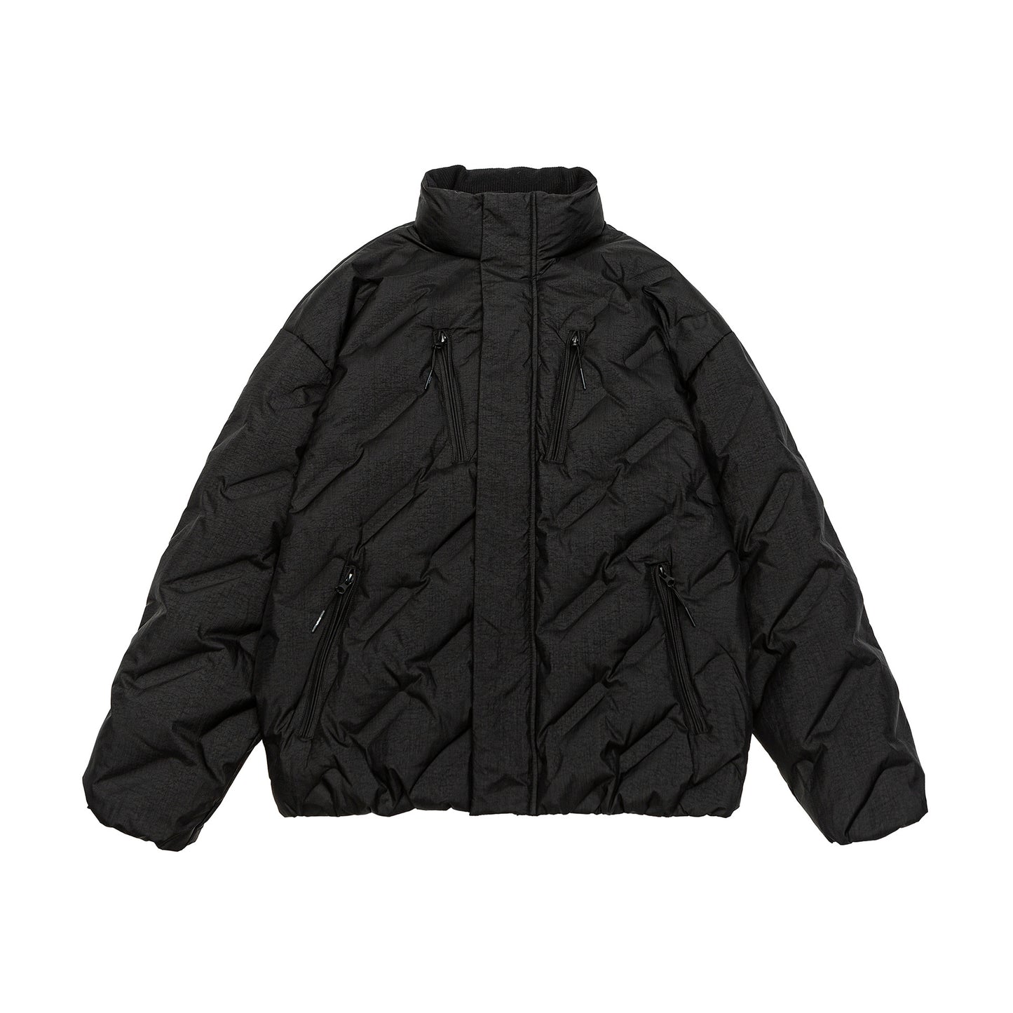 Printed Lightweight Down Stand Collar Jacket