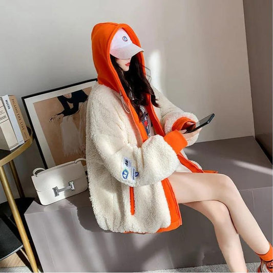 Lamb Furry Plus Size Jacket - Women's All-match Sweatshirt
