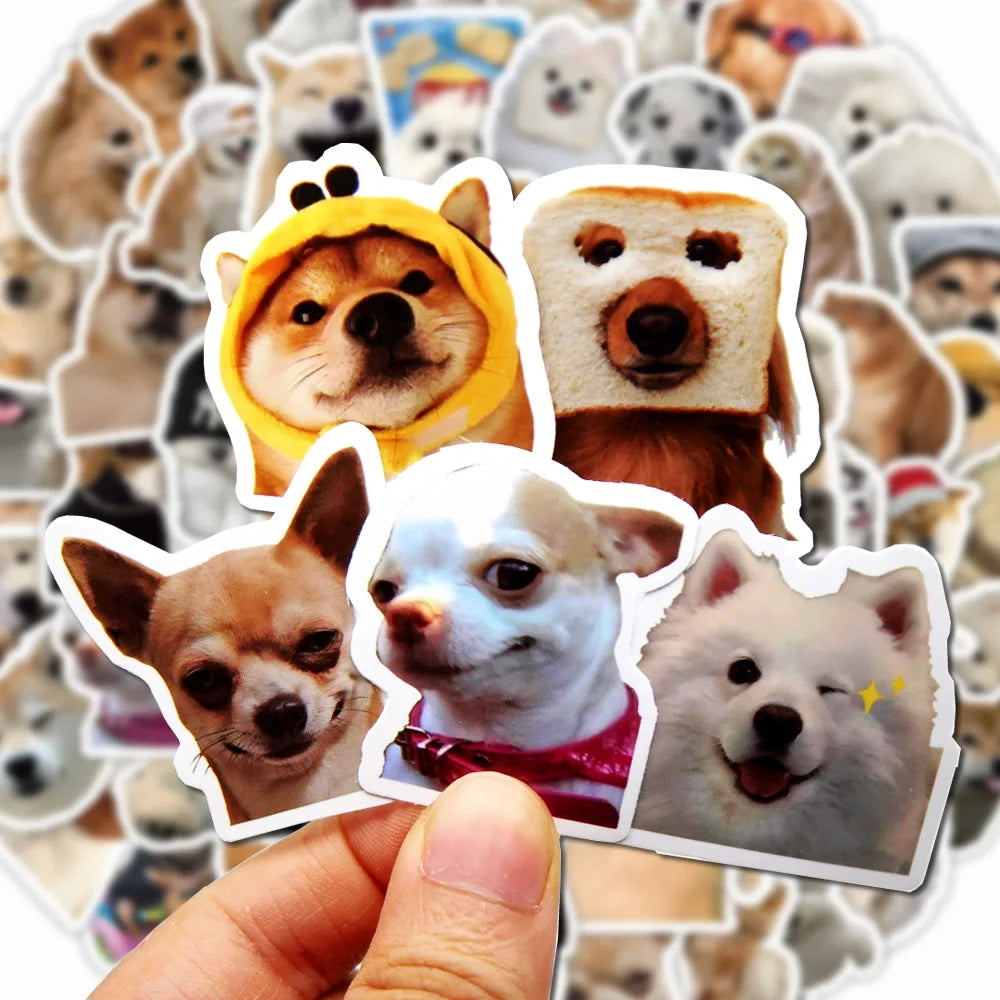 10/50/100pcs Funny Dog Stickers Cartoon Cute Decals for Toy Stationery Guitar Phone Bicycle Laptop Luggage Car Graffiti Kids Sticker