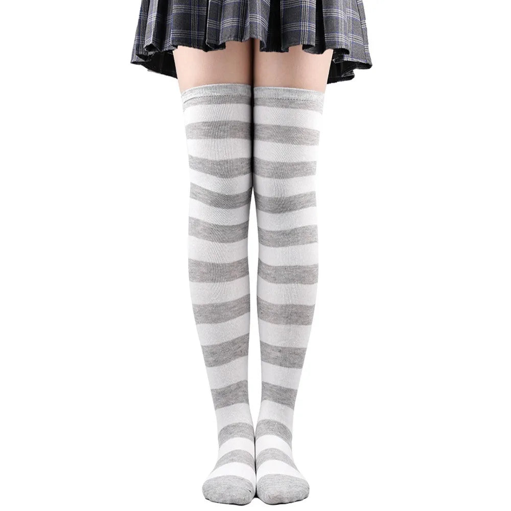Color Striped Stockings Japanese Over Knee Socks