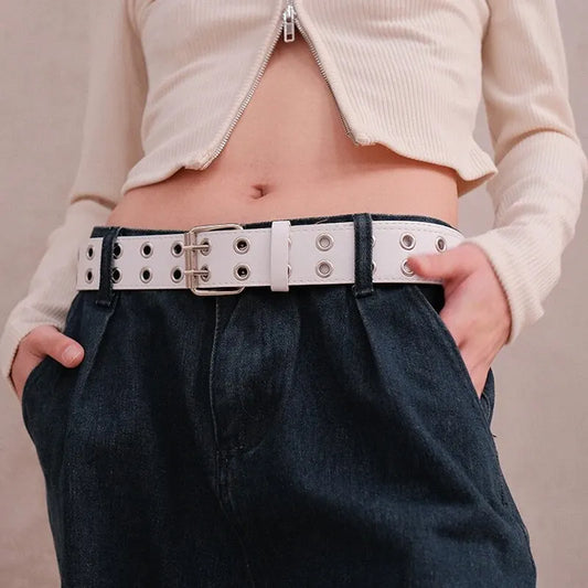 Simple Double Hole Belt - Punk Rock Y2K Style