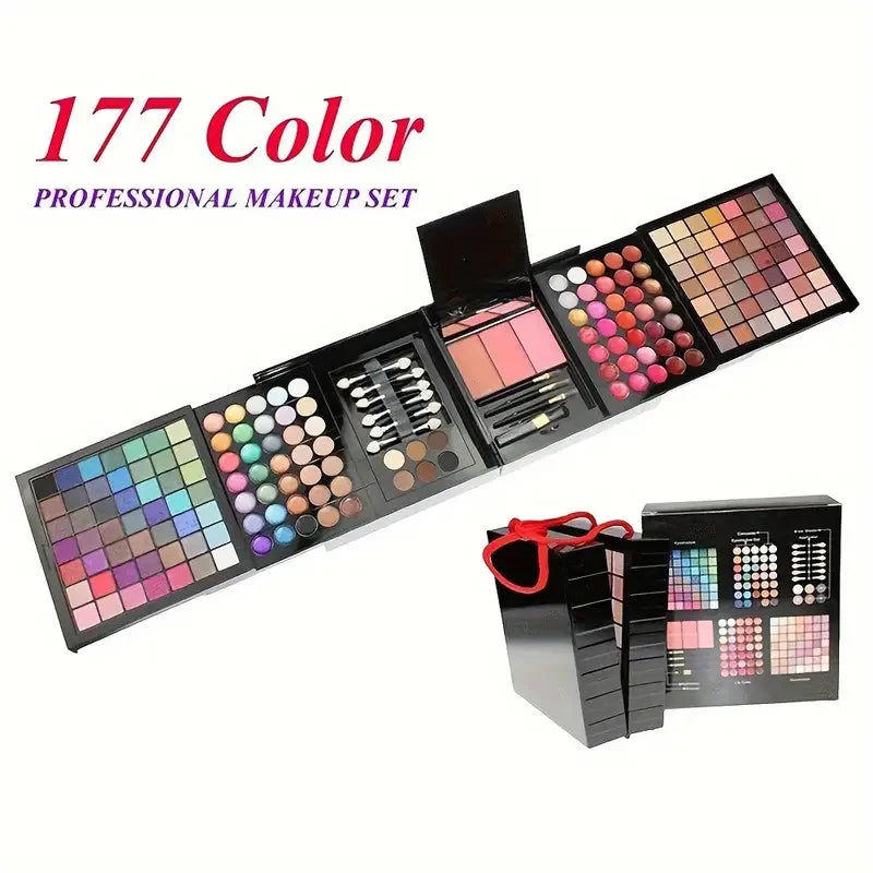 177 Color Makeup Set Including Eyeshadow Palette, Blush, Lip Gloss, Concealer, All-in-one Women's Makeup Set, Complete Set with Mirror