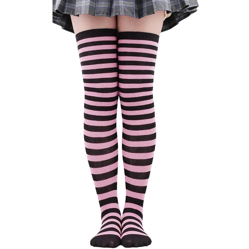 Color Striped Stockings Japanese Over Knee Socks