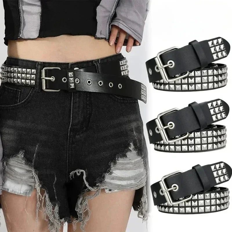 1pc Trend Rivet Belt Heavy Metal Belt for Men and Women, Punk Nightclub Rock Style Jeans Belt, Y2K Fashion Decoration Women Belt