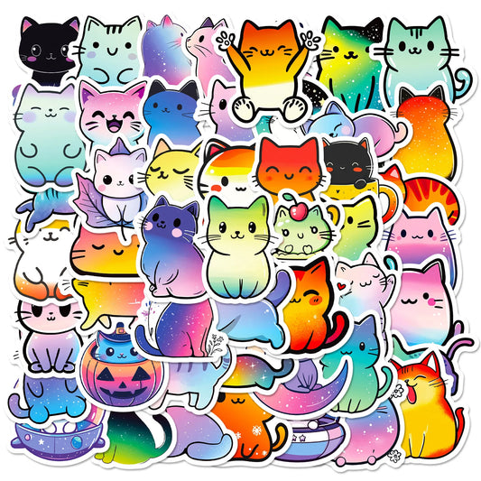 50Pcs Cute Colorful Cat Stickers