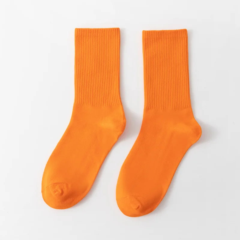 Unisex Casual Cotton Mid-Calf Socks - Solid Colors