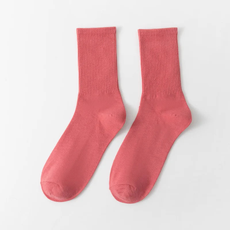 Unisex Casual Cotton Mid-Calf Socks - Solid Colors