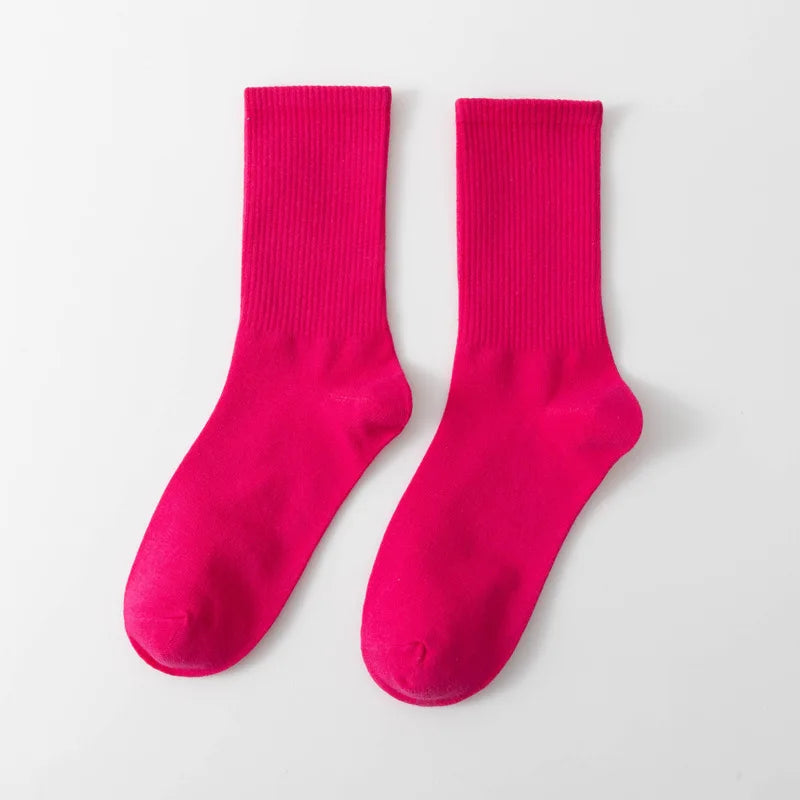 Unisex Casual Cotton Mid-Calf Socks - Solid Colors