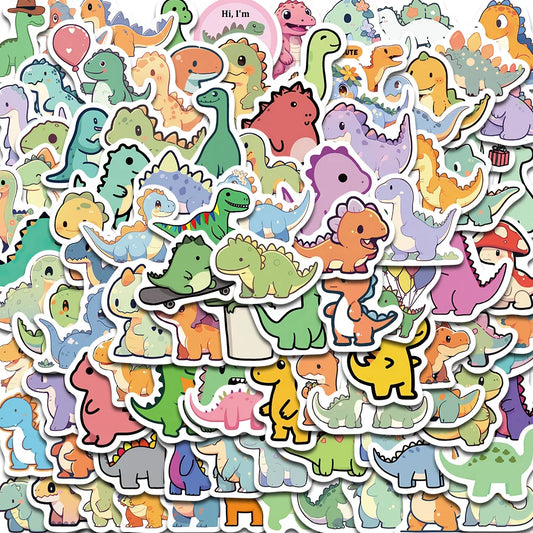100PCS Cute Cartoon Dinosaur Stickers