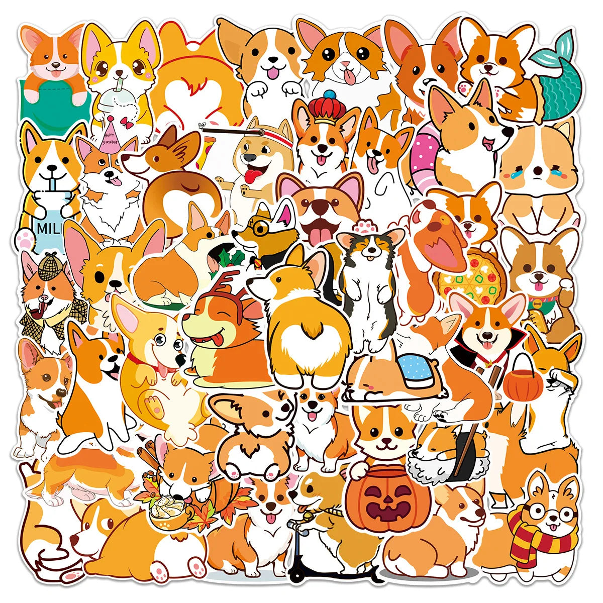 10/25/50pcs Cute Corgi Dog Meme Graffiti Stickers Cartoon for DIY Scrapbooking Phone Laptop Travel Luggage Helmet Water Bottle