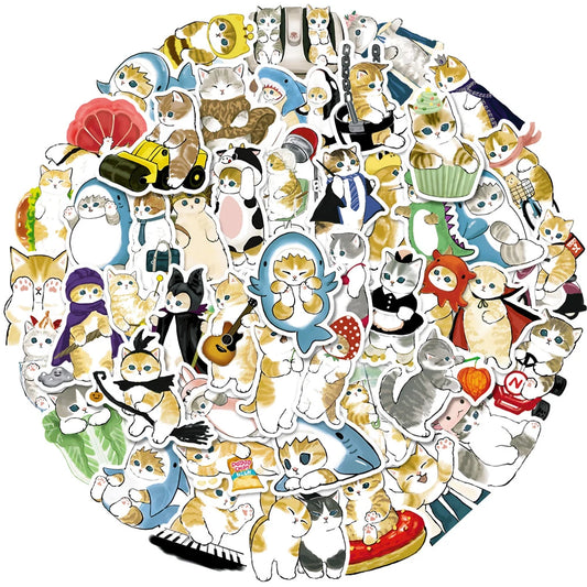 Cute Cat Graffiti Stickers - 10 to 100pcs