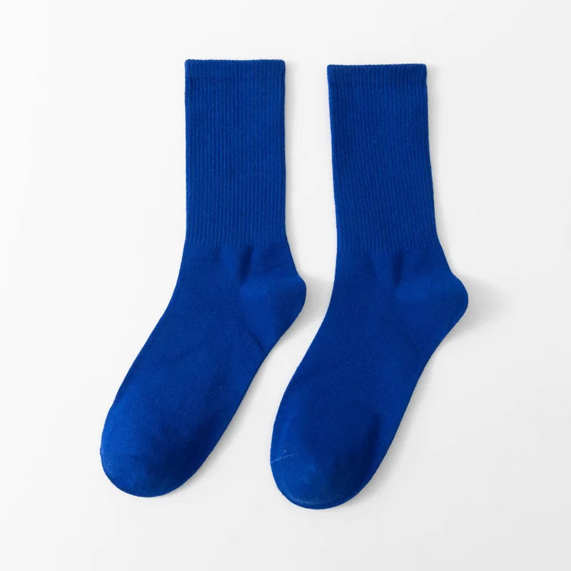 Unisex Casual Cotton Mid-Calf Socks - Solid Colors