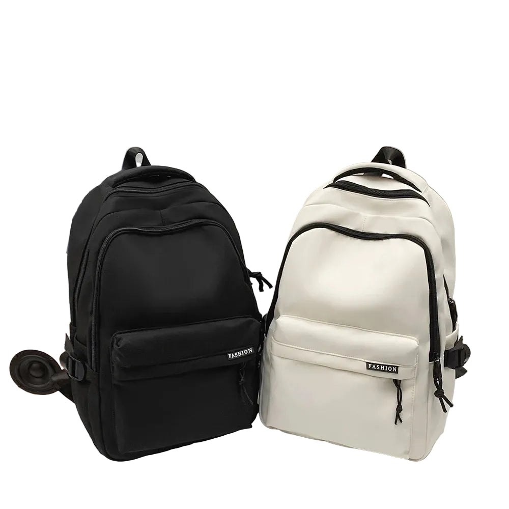 Large Capacity Solid Color Backpack for High School Students, Simple Black Travel Backpack for Middle School Students