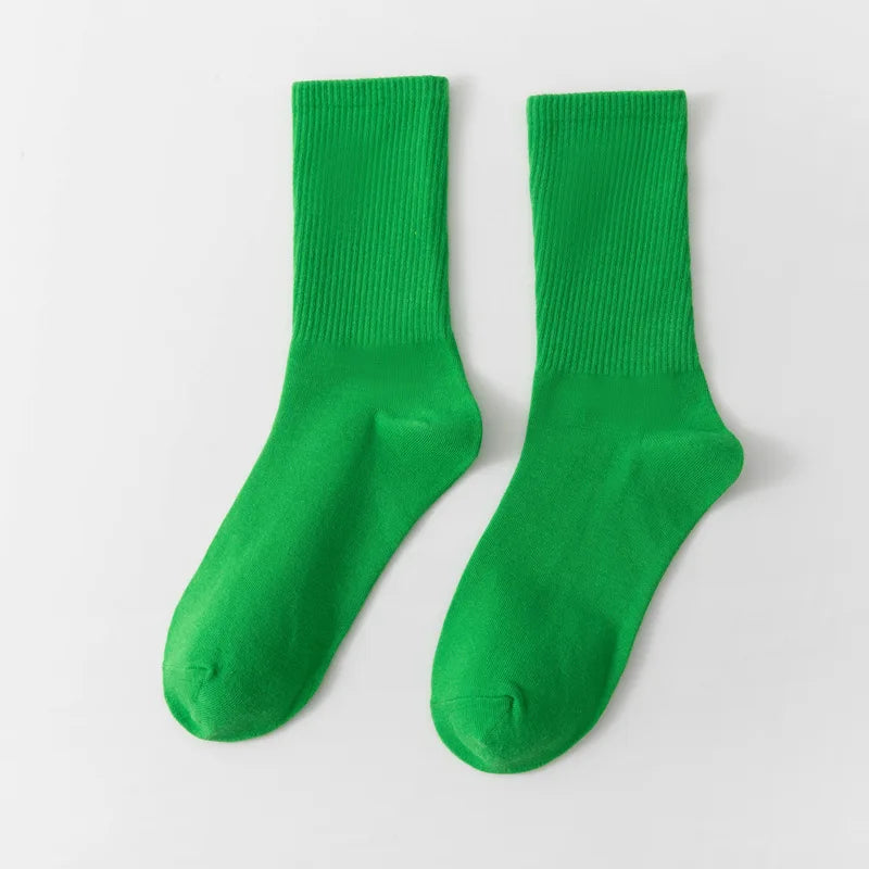 Unisex Casual Cotton Mid-Calf Socks - Solid Colors