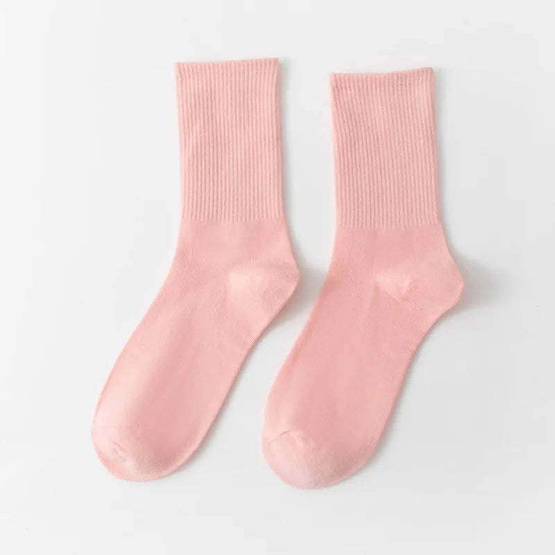 Unisex Casual Cotton Mid-Calf Socks - Solid Colors