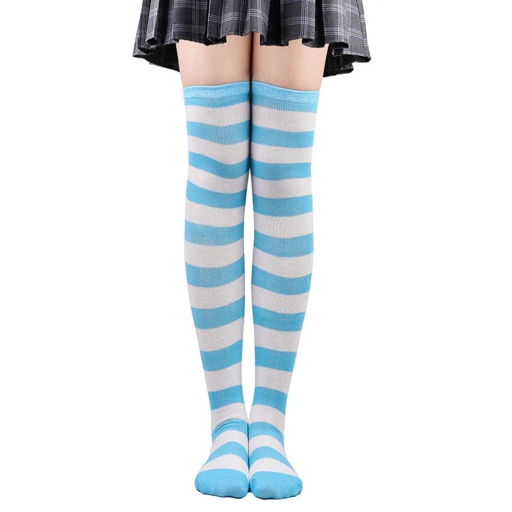 Color Striped Stockings Japanese Over Knee Socks