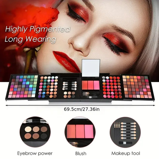 177 Color Makeup Set Including Eyeshadow Palette, Blush, Lip Gloss, Concealer, All-in-one Women's Makeup Set, Complete Set with Mirror
