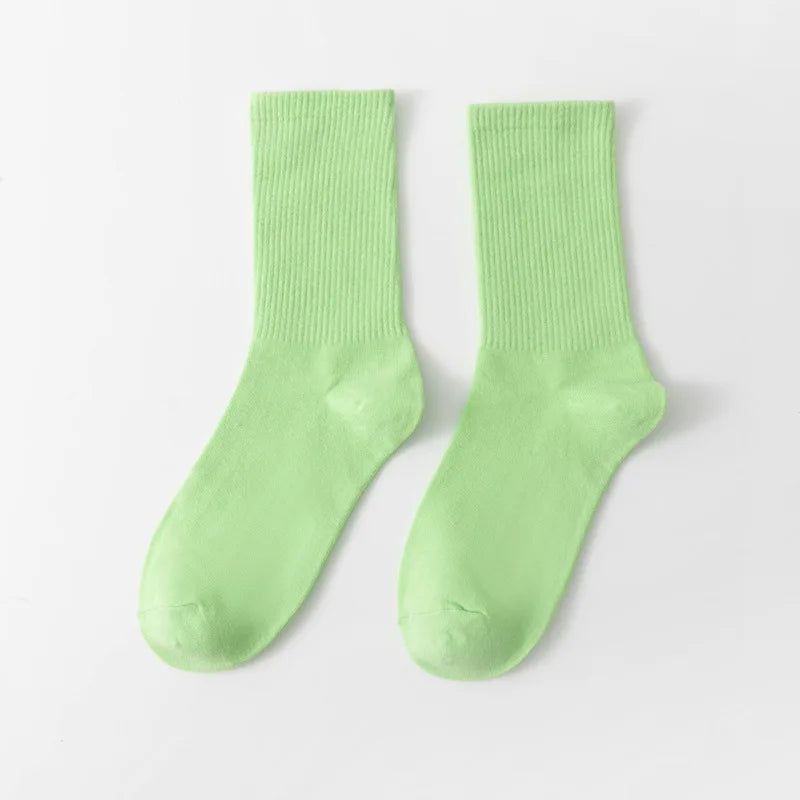 Unisex Casual Cotton Mid-Calf Socks - Solid Colors