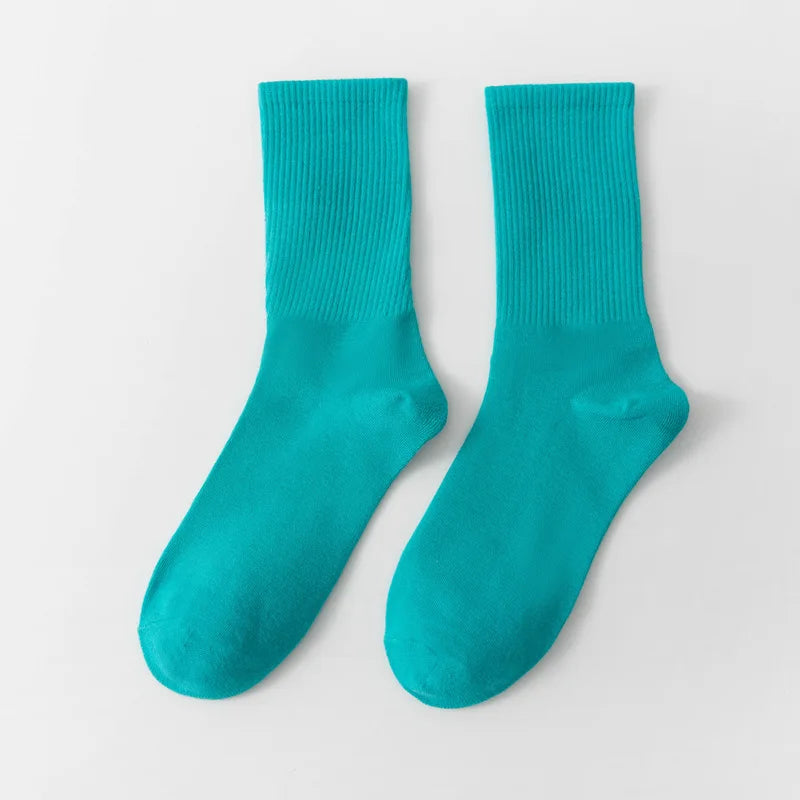 Unisex Casual Cotton Mid-Calf Socks - Solid Colors