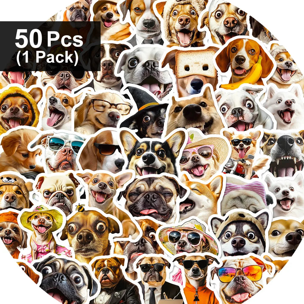 10/50/500pcs Funny Dog Stickers Cartoon Cute Decals