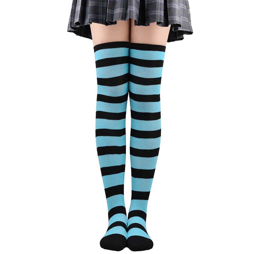 Color Striped Stockings Japanese Over Knee Socks