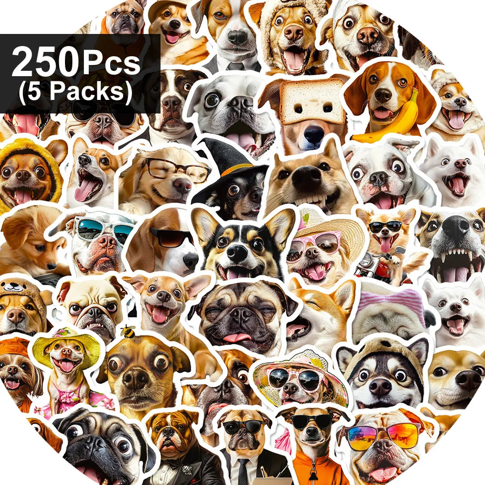10/50/500pcs Funny Dog Stickers Cartoon Cute Decals
