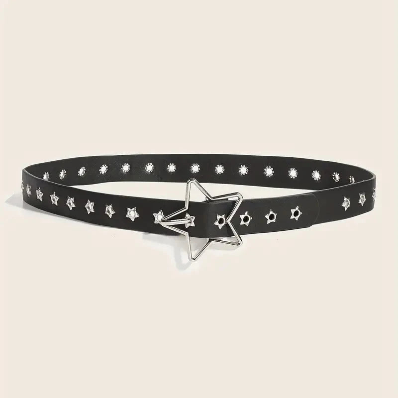 Y2K Punk Star Rivet Goth Belt - Leather