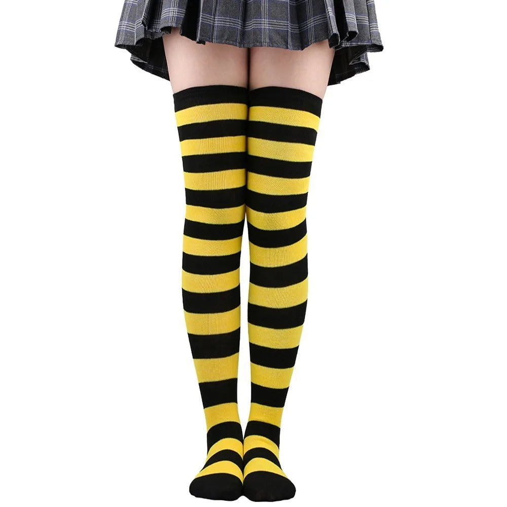 Color Striped Stockings Japanese Over Knee Socks